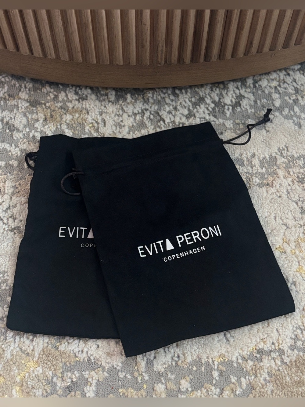 2x Evita Peroni Copenhagen Black Velvet Drawstring Pouch Empty Dust Bag 7" x 9"
